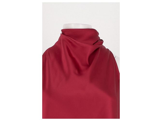 Autre Marque Top sem mangas de seda vermelho ME + EM com gola alta - vista 3