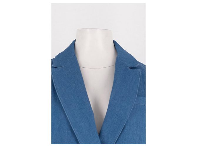 Blazer SéZane azul de algodão de abotoamento duplo - vista 3