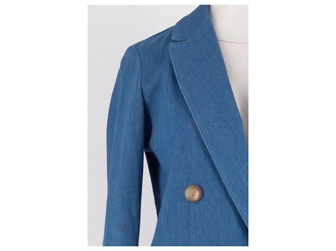 Blazer SéZane azul de algodão de abotoamento duplo - vista 4