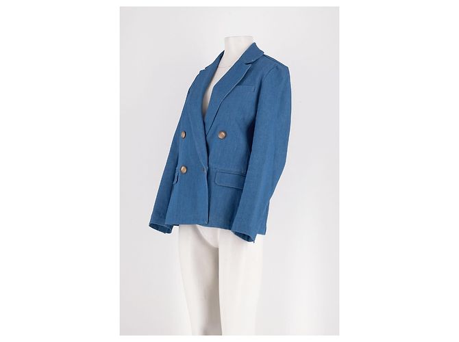 Blazer SéZane azul de algodão de abotoamento duplo - vista 5