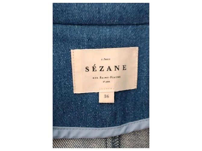 Blazer SéZane azul de algodão de abotoamento duplo - vista 7