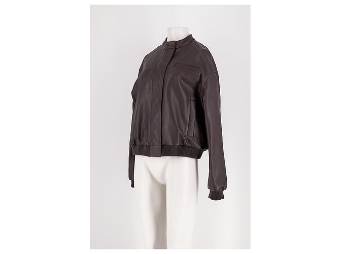 Loulou de Saison Braune Leder Bomberjacke - Ansicht 3