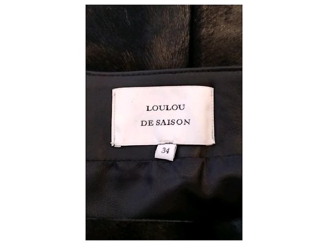 Loulou de Saison Schwarzer Lederrock mittellang - Ansicht 5