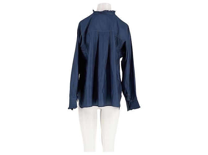 Autre Marque Camicia di seta blu navy - vista 6