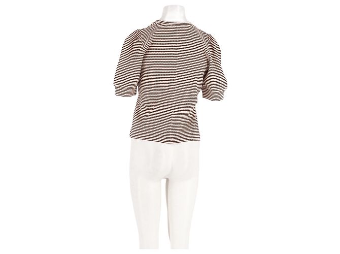 Autre Marque Top ME + EM in cotone bianco a righe con maniche a sbuffo - vista 2