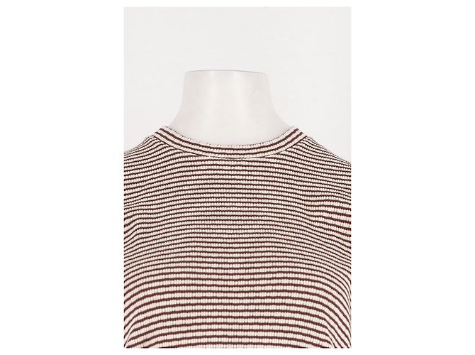 Autre Marque Top ME + EM in cotone bianco a righe con maniche a sbuffo - vista 3