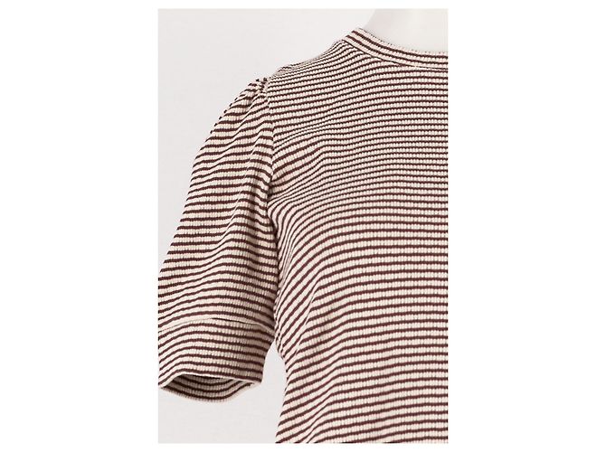 Autre Marque Top ME + EM in cotone bianco a righe con maniche a sbuffo - vista 4