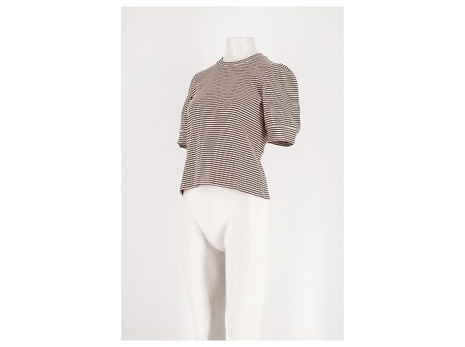 Autre Marque Top ME + EM in cotone bianco a righe con maniche a sbuffo - vista 5