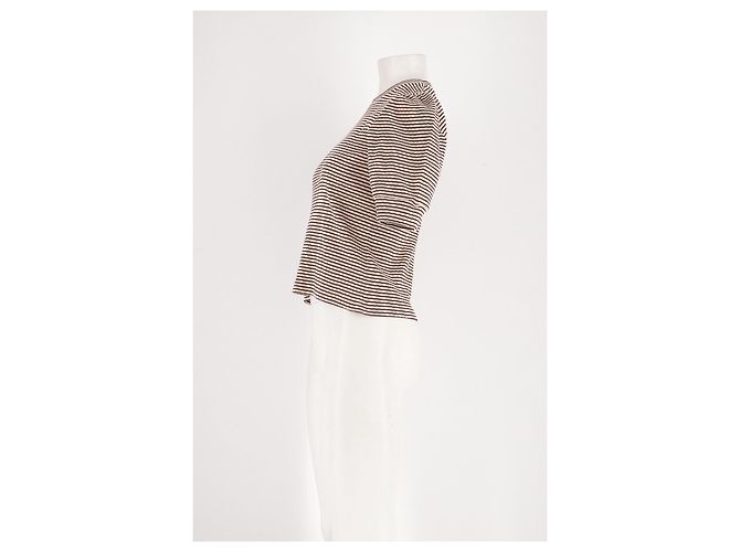 Autre Marque Top ME + EM in cotone bianco a righe con maniche a sbuffo - vista 6
