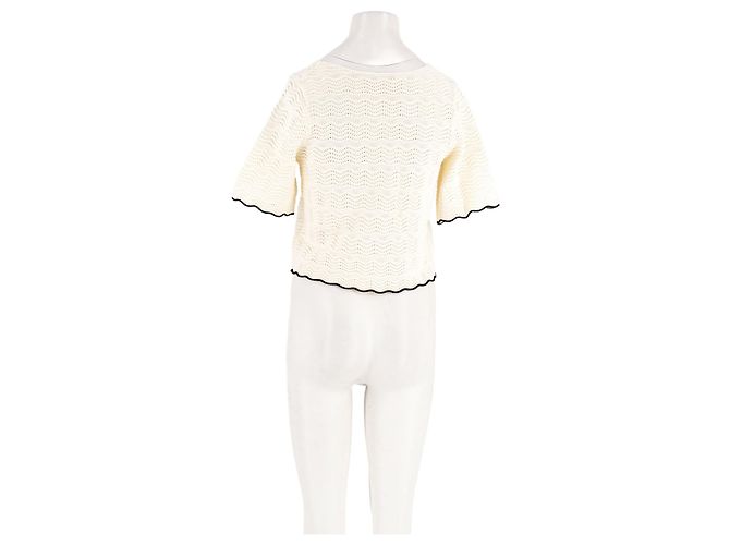Top cropped de crochet branco SéZane - vista 2