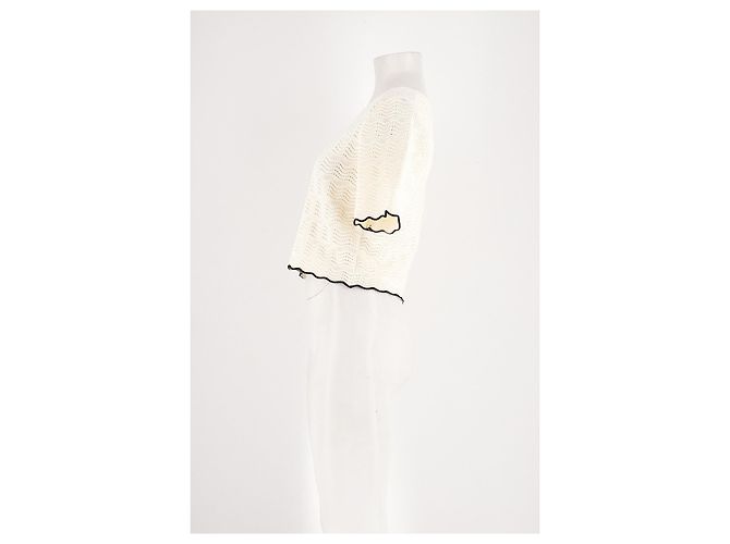 Top cropped de crochet branco SéZane - vista 4