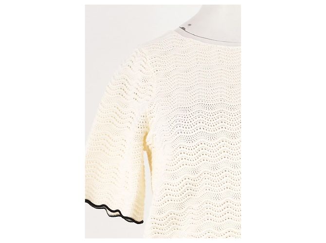 Top cropped de crochet branco SéZane - vista 6