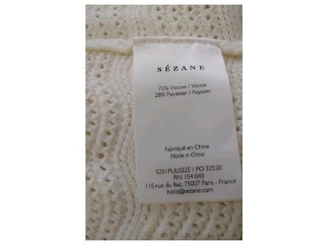 Top cropped de crochet branco SéZane - vista 8