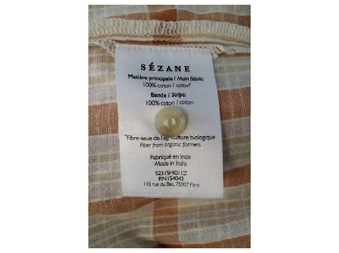 Camisa SéZane xadrez branca de algodão com folhos - vista 8