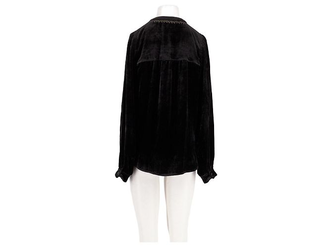 Zadig & Voltaire Schwarzes Samt Oberteil mit Goldstickerei - Ansicht 6