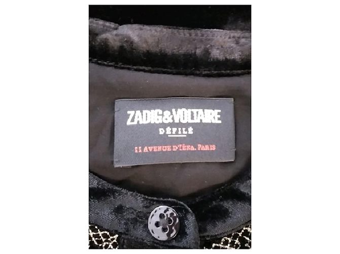 Zadig & Voltaire Schwarzes Samt Oberteil mit Goldstickerei - Ansicht 7