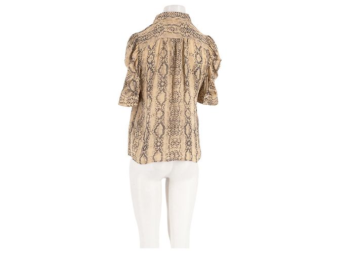 Autre Marque Top FRAME in seta beige con stampa animalier - vista 2