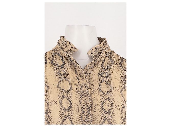 Autre Marque Top FRAME in seta beige con stampa animalier - vista 3