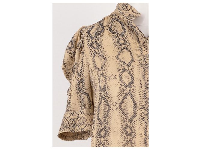 Autre Marque Top FRAME in seta beige con stampa animalier - vista 4