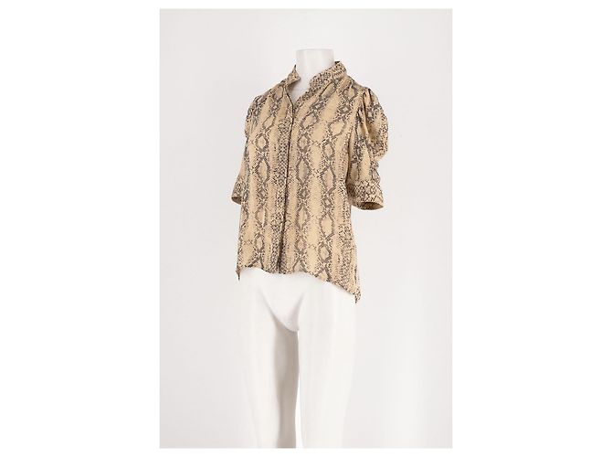 Autre Marque Top FRAME in seta beige con stampa animalier - vista 5