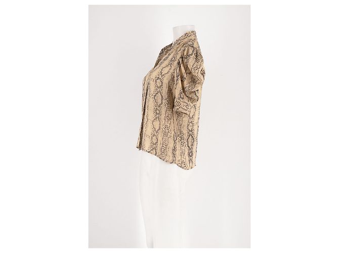 Autre Marque Top FRAME in seta beige con stampa animalier - vista 6