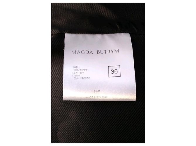 Magda Butrym Schwarzer Zweireihiger Ledermantel - Ansicht 7