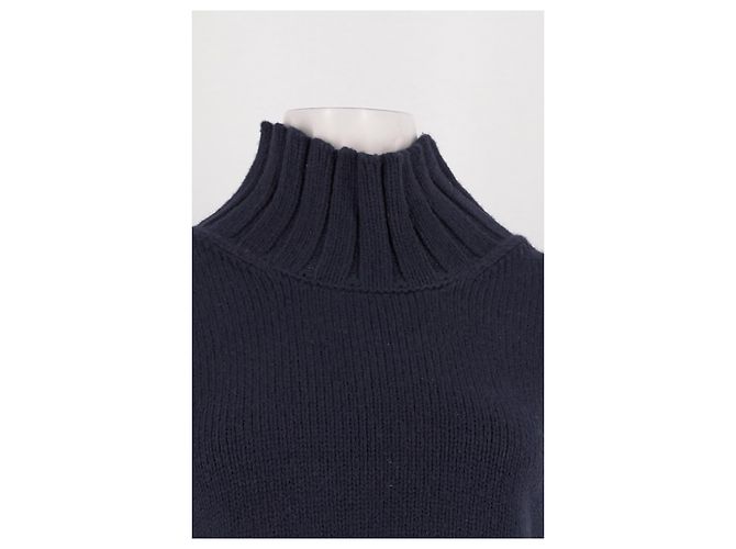 Soeur Ärmelloser Rollkragenpullover aus Wolle in Marineblau - Ansicht 5