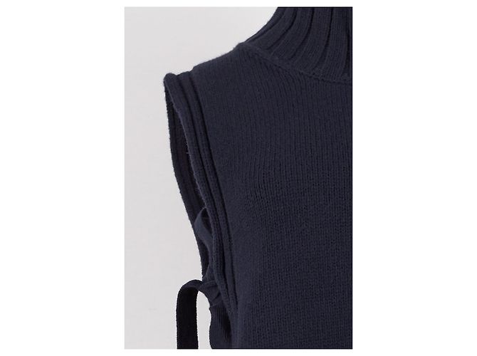 Soeur Ärmelloser Rollkragenpullover aus Wolle in Marineblau - Ansicht 6