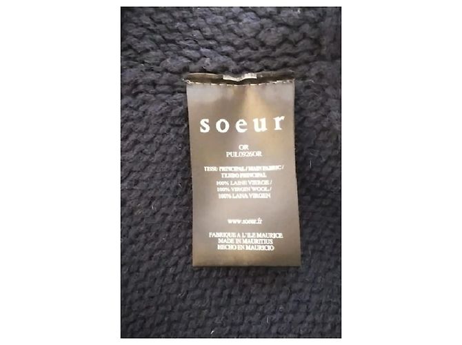Soeur Ärmelloser Rollkragenpullover aus Wolle in Marineblau - Ansicht 8