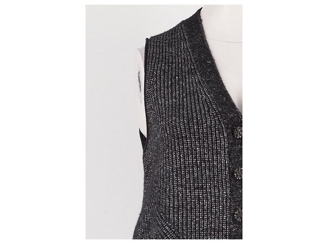 Autre Marque ME + EM Gestreifter Wollstrickjacke Grau - Ansicht 4