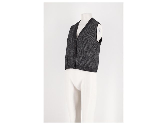 Autre Marque ME + EM Gestreifter Wollstrickjacke Grau - Ansicht 5