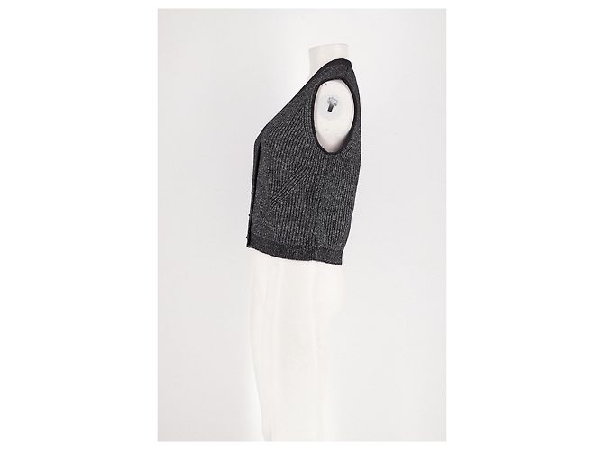 Autre Marque ME + EM Gestreifter Wollstrickjacke Grau - Ansicht 6