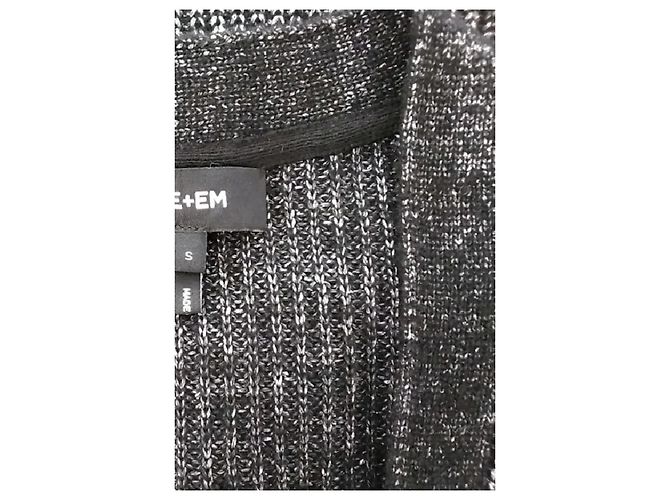 Autre Marque ME + EM Gestreifter Wollstrickjacke Grau - Ansicht 7