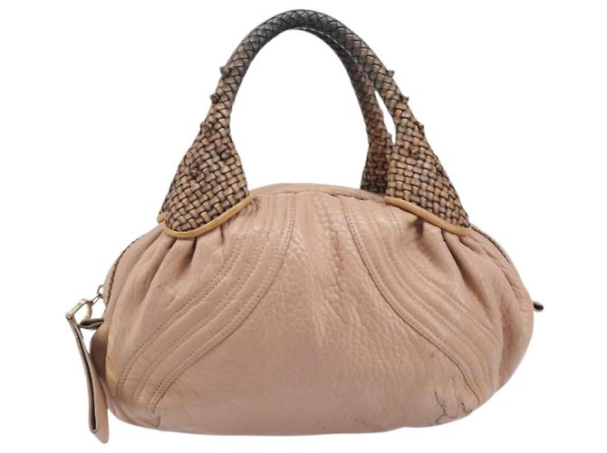 FENDI Spy Bag Bolsa de Mão Couro Rosa Tom Dourado 8BL078 - vista 13