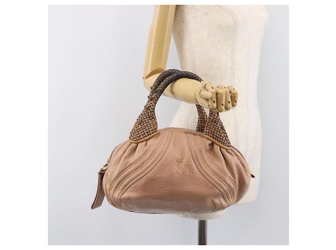 FENDI Spy Bag Bolsa de Mão Couro Rosa Tom Dourado 8BL078 - vista 26