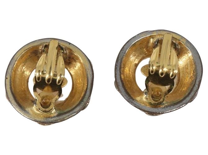 CHANEL Earring Metal Gold Tone White CC - vista 2