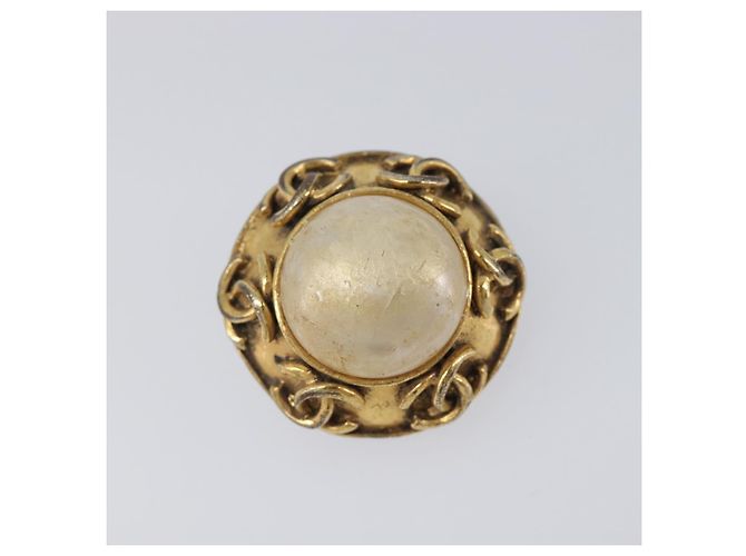 CHANEL Earring Metal Gold Tone White CC - vista 3