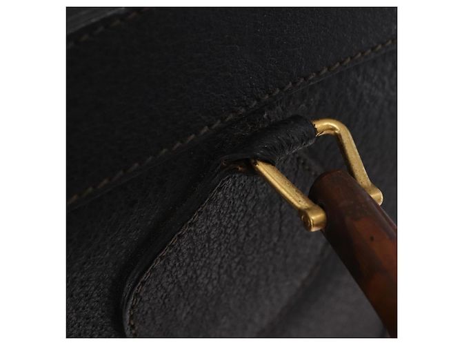 GUCCI Bamboo Hand Bag Leather Black Gold 002 1186 0260 - vista 10