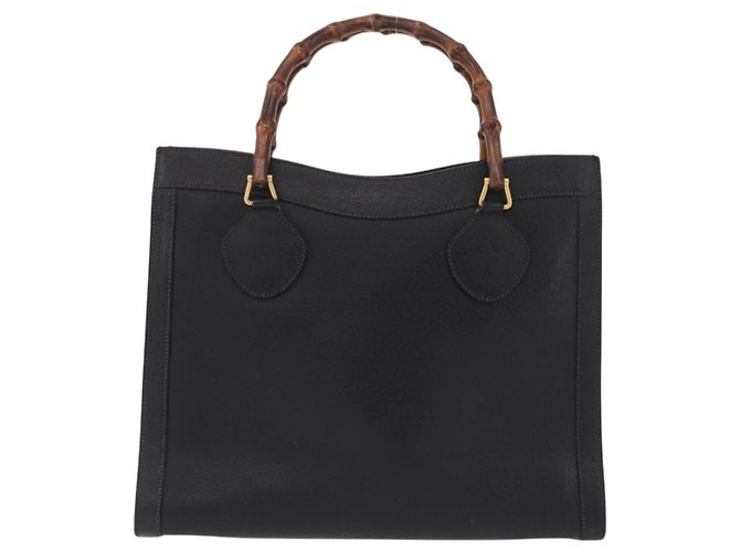 GUCCI Bamboo Hand Bag Leather Black Gold 002 1186 0260 - vista 13