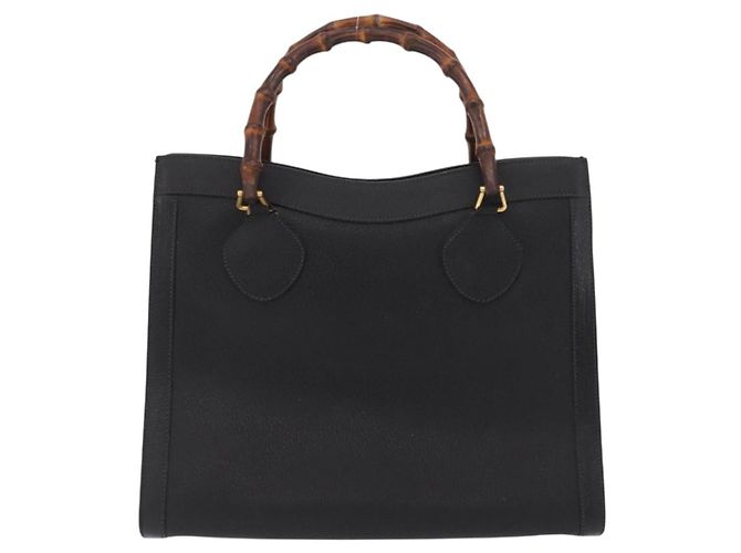 GUCCI Bamboo Hand Bag Leather Black Gold 002 1186 0260 - vista 2