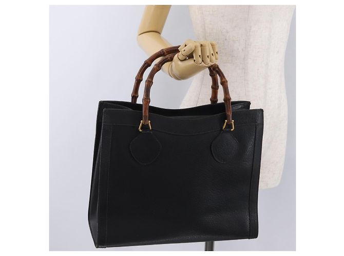 GUCCI Bamboo Hand Bag Leather Black Gold 002 1186 0260 - vista 27