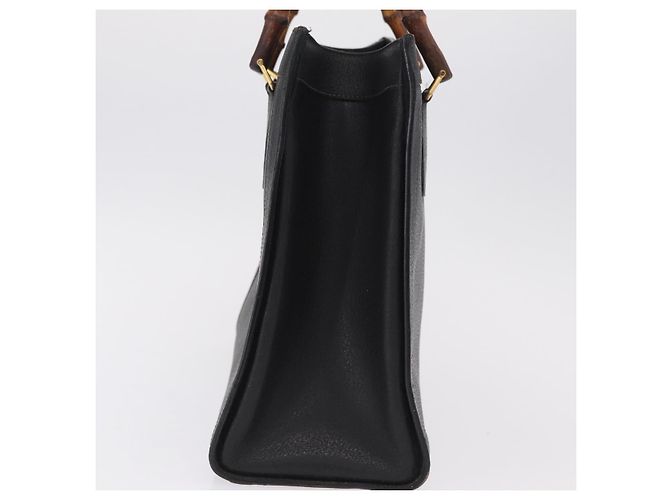 GUCCI Bamboo Hand Bag Leather Black Gold 002 1186 0260 - vista 5