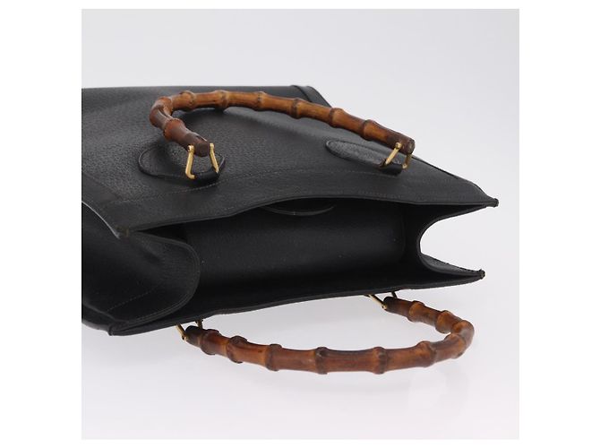 GUCCI Bamboo Hand Bag Leather Black Gold 002 1186 0260 - vista 7