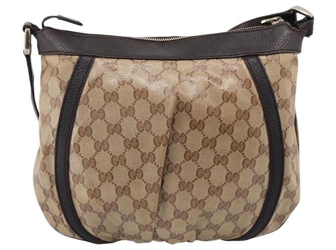 GUCCI GG Crystal Shoulder Bag Coated Canvas Outlet Beige 265691 - vista 2