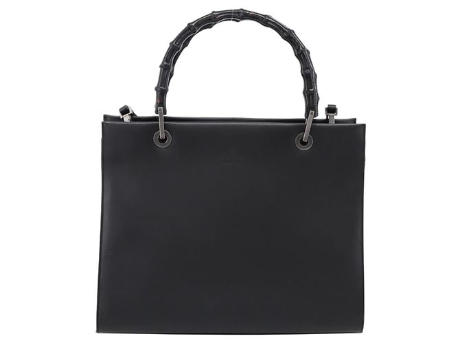 GUCCI Bamboo Handtasche Leder 2way Schwarz Silber 002 1016 - Ansicht 13