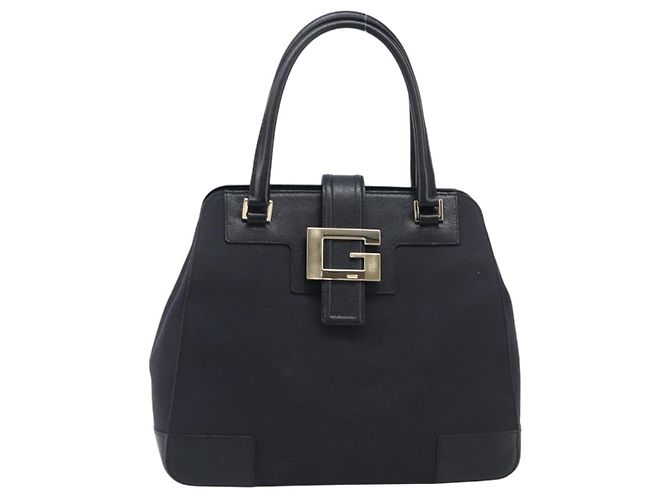GUCCI Hand Bag Leather Canvas Black Gold 002 1113 - vista 13