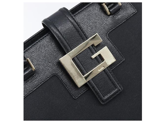 GUCCI Hand Bag Leather Canvas Black Gold 002 1113 - vista 17