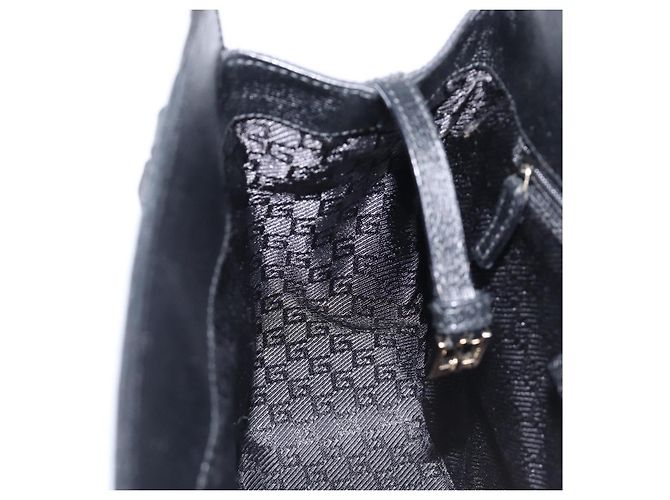 GUCCI Hand Bag Leather Canvas Black Gold 002 1113 - vista 20