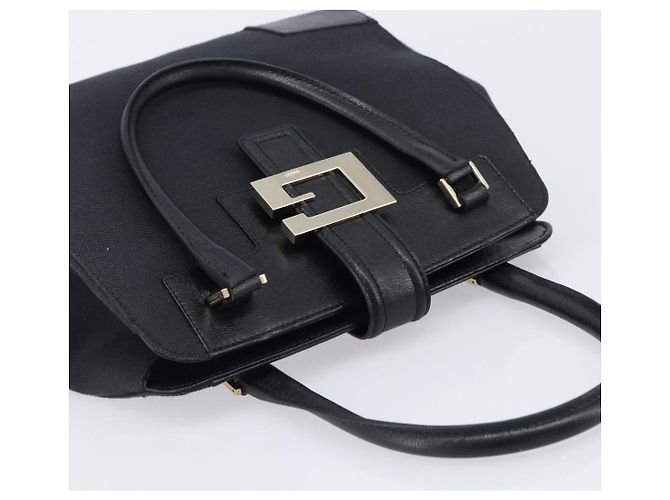 GUCCI Hand Bag Leather Canvas Black Gold 002 1113 - vista 6