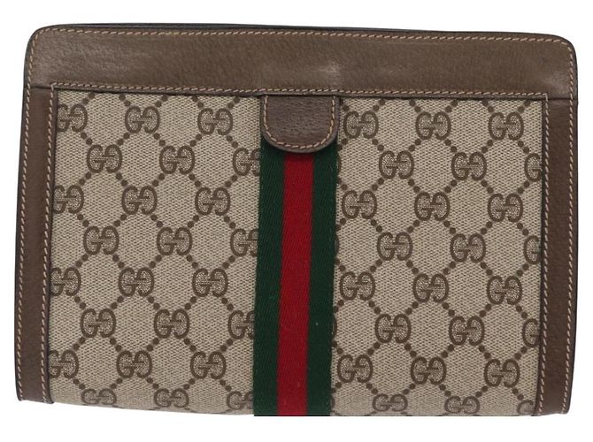 GUCCI GG Supreme Web Sherry Line Clutch Bag PVC Beige 89 01 001 - vista 13